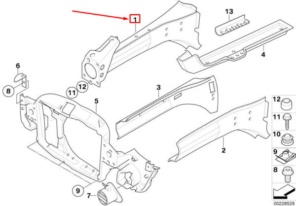 41117138622 - New MINI Cooper R50, R53 Front Right Motorunterstützung 41117138622 Original
