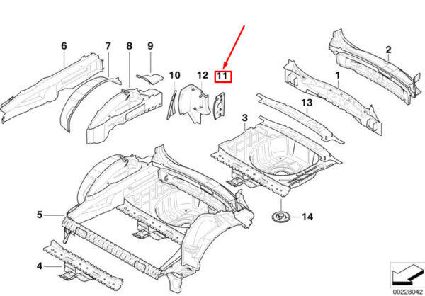 41212758140 - MINI CLUBMAN R55 RIGHT REINFORCEMENT PLATE 41212758140 2758140 NEW GENUINE
