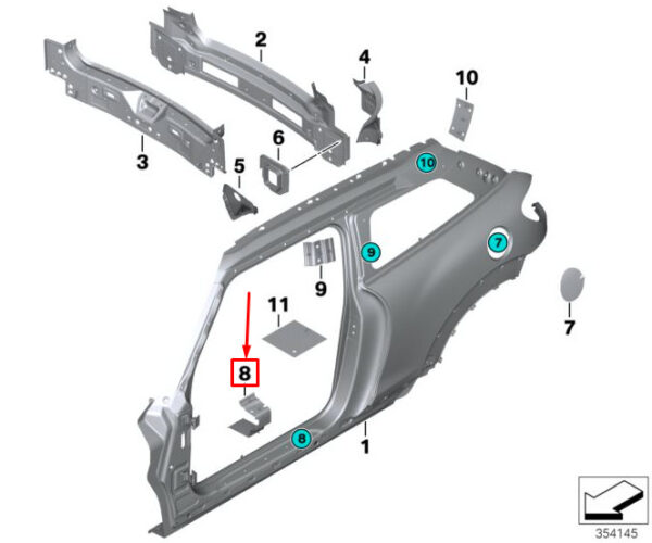 41219299294 - MINI PACEMAN R61 Right Reinforcement Plate Rocker 41219299294 NEW GENUINE