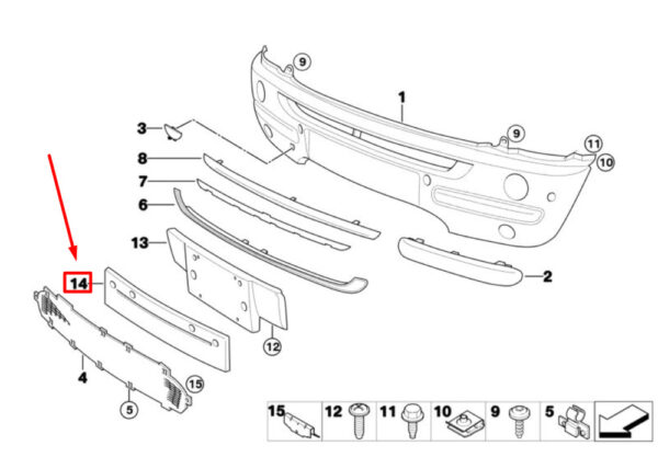 51110698520 - MINI COOPER R50 USA Front License Plate Cover 51110698520 NEW GENUINE