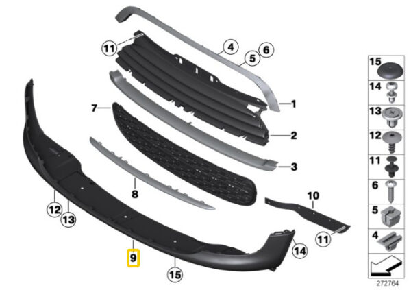 51112759224 - New Genuine MINI R58 R59 Front Bumper Lower Spoiler Black 2759224 OEM