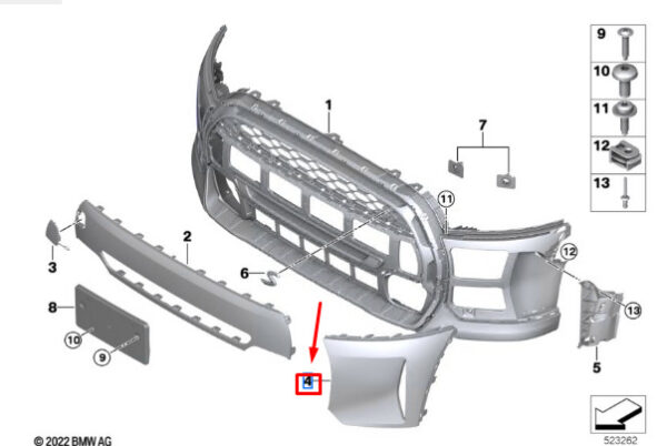 51115A3C863 - Mini Cooper F55 Front Left Bumper Trim Panel 51115A3C863, Genuine Part