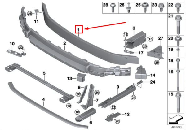 51117301577 - NEW MINI COOPER F56 FRONT BUMPER TOP 51117301577 HOLDER ORIGINAL
