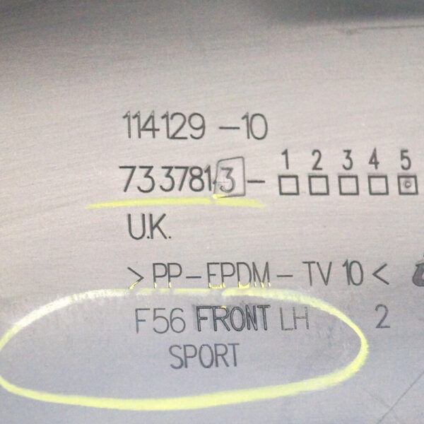 51117337813 | MINI COOPER S F55 F56 F57 FRONT BUMPER N/S LEFT BLACK BAND SPOILER- NEW ORIGINAL - Image 4