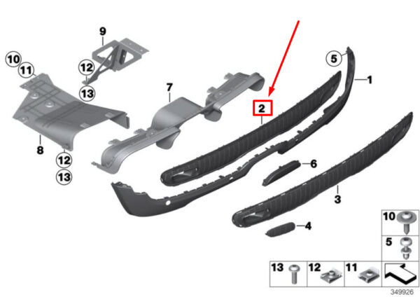 51122752071 - MINI COOPER S R56 LOWER REAR BUMPER GRILL 51122752071 2752071 NEW GENUINE
