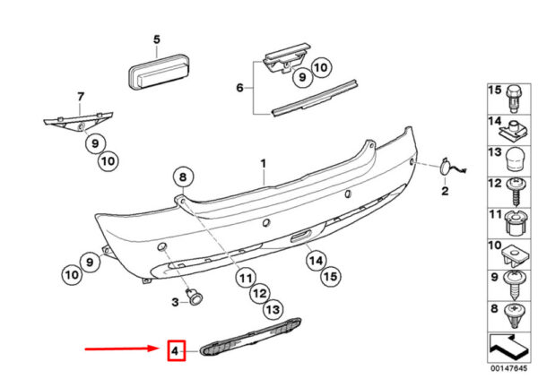 51127068397 - NEW MINI CONVERTIBLE R52 REAR LEFT BUMPER GRILL 7068397 51127068397 ORIGINAL