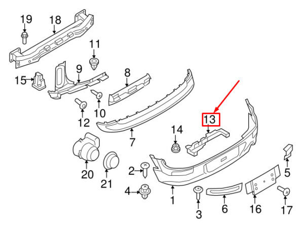 51127250966 - MINI CLUBMAN R55 REAR BUMPER LOWER CENTER BRACKET 51127250966 NEW GENUINE