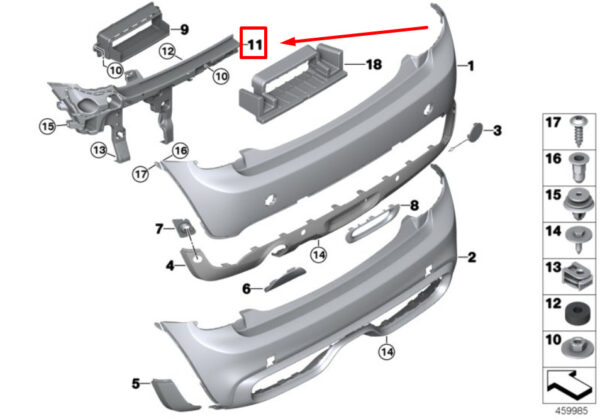 51127300814 - MINI COOPER F56 bumper guide rear right 7300814 51127300814 NEW ORIGINAL