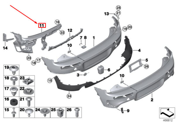51127348901 - NEW MINI CLUBMAN F54 REAR LEFT BUMPER COVER GUIDE 7348901 51127348901