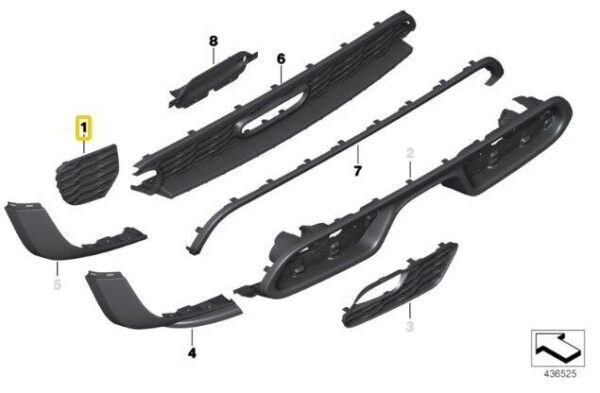 51127351655 - New Genuine Mini F55 F56 F57 Cabrio Trim Grille Rear Left 7351655 OEM