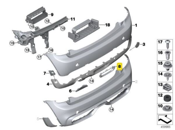 51127365737 - New Genuine MINI F55 F56 F57 Rear Fog Light Lamp Finisher Cover Trim Chrome OEM