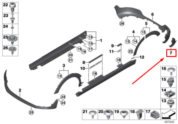 51127379907 - NEW MINI CLUBMAN F54 REAR LEFT BLACK BAND 7379907 51127379907 ORIGINAL