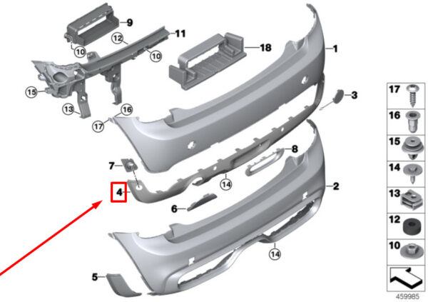51127380027 - MINI COOPER F55 rear bumper bottom black ribbon 7380027 51127380027 NEW
