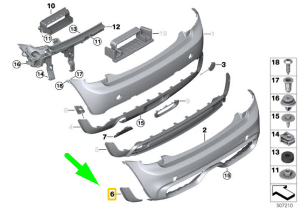 51127380537 - NEW MINI COOPER S F56 PIKE BAR LOWER LEFT BLACK BAND 51127380537