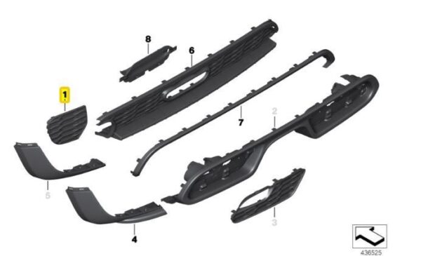 51127380988 - New Genuine MINI F55 F56 F57 JCW Rear Bumper O/S Right Grill 7380988 OEM