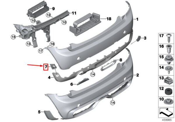 51127385662 - NEW MINI COOPER F55 RIGHT PDC EXTERIOR HOLDER 7385662 51127385662 ORIGINAL