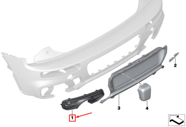 51127391028 - NEW MINI CLUBMAN F54 REAR RIGHT BUMPER GRILE 51127391028 7391028 ORIGINAL