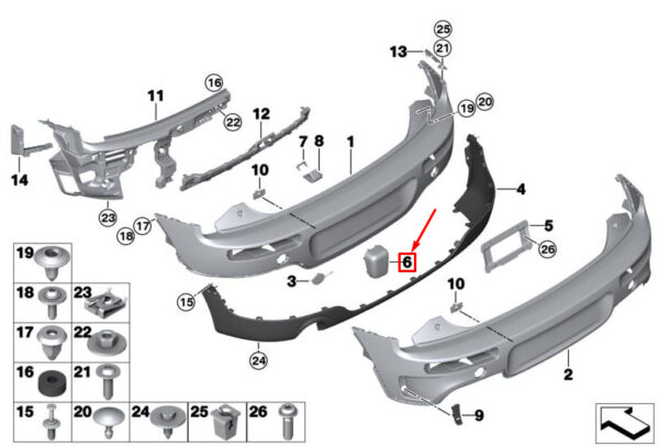 51127391615 - MINI CLUBMAN F54 REAR LEFT BUMPER STATION STOP RHD 51127391615 7391615