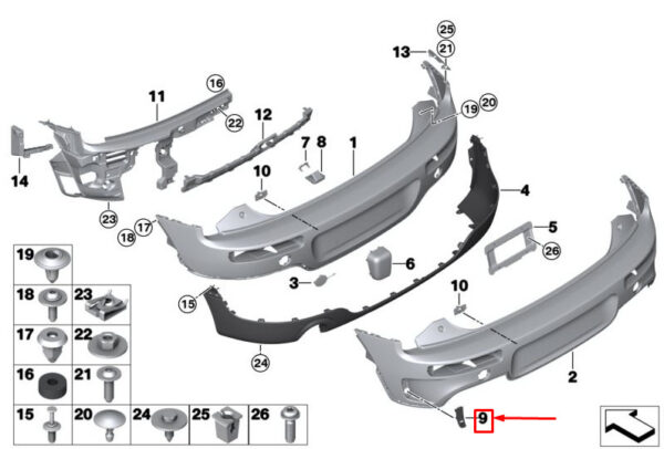 51127407931 - MINI F54 Air Vent Grill Trim Rear Left Bumper 51127407931 NEW