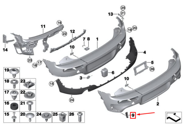 51127407932 - MINI CLUBMAN F54 REAR RIGHT BUMPER VENTILATION GRILLE 51127407932 GENUINE