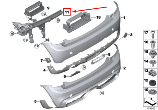 51127411146 - NEW MINI COOPER F56 REAR RIGHT BUMPER GUIDE 51127411146 7411146 ORIGINAL