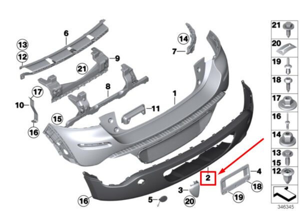 51129808957 - MINI R61 rear bumper lower center spoiler 9808957 51129808957 NEW ORIGINAL