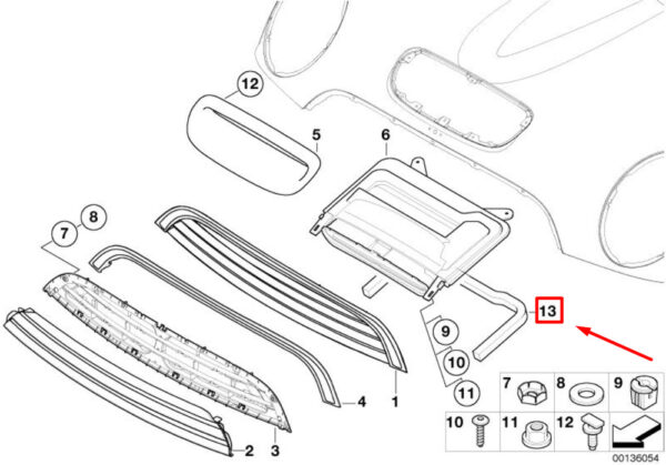 51131502776 - OEM MINI COOPER S R52 HOOD SCOOP GASKET FOAM TAPE 51131502776 1502776 GENUINE