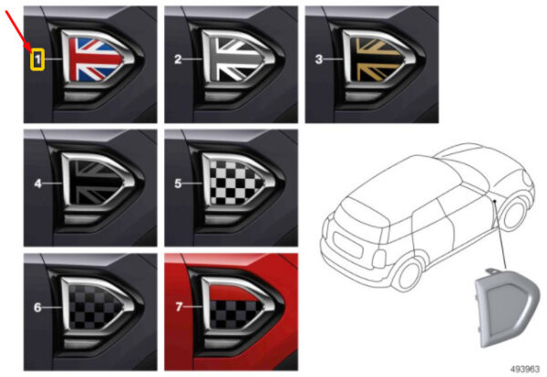 51132413351 - MINI F60 Union Jack Front Side Trim 51132413351 NEW GENUINE
