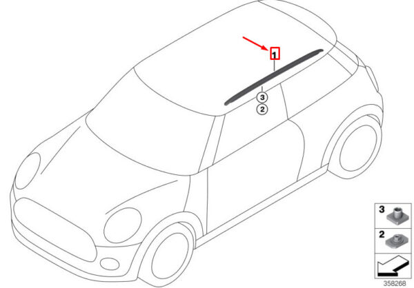 51137331932 - MINI COOPER F56 RIGHT SIDE ROOF RAILS 7331932 51137331932 NEW GENUINE