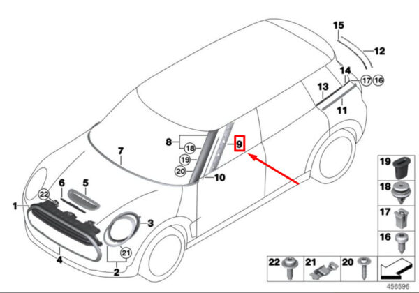 51137344186 - NEW OEM MINI CLUBMAN F54 RIGHT A-PILLAR SEAL 51137344186 GENUINE