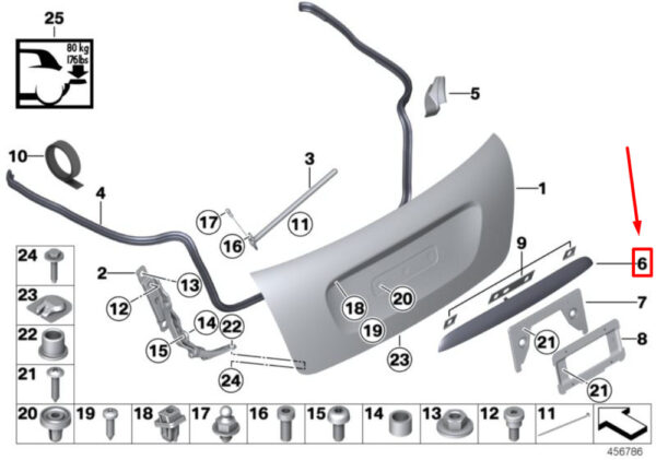 51137362125 - MINI COOPER F55 TAILGATE LID HANDLE 51137362125 NEW GENUINE