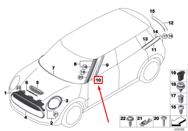 51137420060 - MINI CLUBMAN F54 Cover A-Pillar Front Right 51137420060 7420060 NEW ORIGINAL
