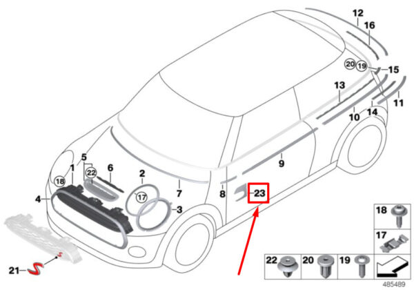51137954744 - NEW MINI F56 RIGHT DIRECTION INDICATOR AUX. TRIM 7954744 51137954744 ORIGINAL