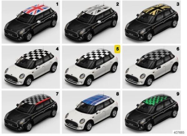 51142359441 - New Genuine MINI COOPER F55 Roof Top White Checkered Flag Decal 2359441 OEM