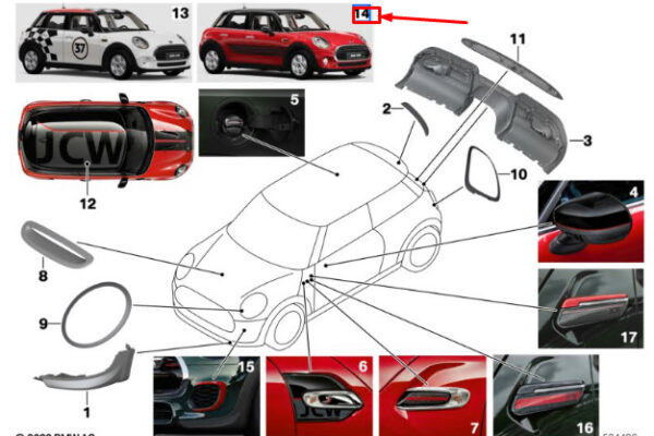 51142359450 - MINI COOPER F55 SIDE STRIPES JOHN COOPER WORKS 51142359450 NEW GENUINE