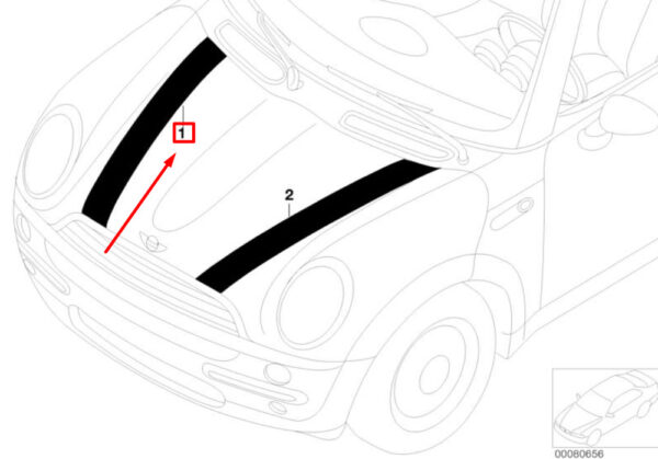 51147030288 - NEW OEM MINI CABRIO R52 FRONT RIGHT HOOD STRIPE 51147030288 7030288 GENUINE