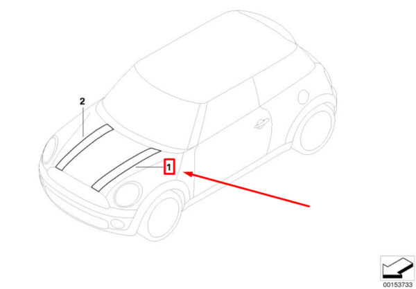 51147281519 - NEW OEM MINI COOPER R56 LEFT HOOD STRIPE 51147281519 GENUINE