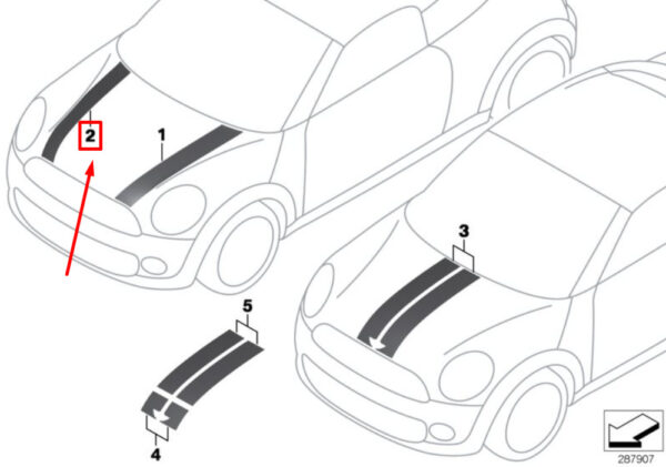 51147292776 - MINI CONVERTIBLE R57 LCI FRONT RIGHT HOOD STRIP 51147292776 7292776 NEW GENUINE