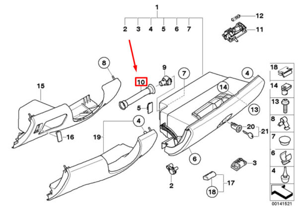 51167073407 - NEW MINI CONVERTIBLE R52 GLOVE BOX COLD AIR CHANNEL 51167073407 7073407 ORIGINAL