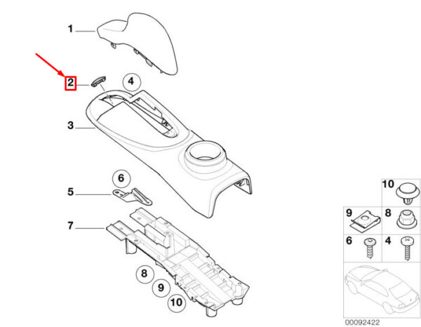 51167147197 - MINI COOPER R50, R53 switch cover center console 51167147197 NEW ORIGINAL