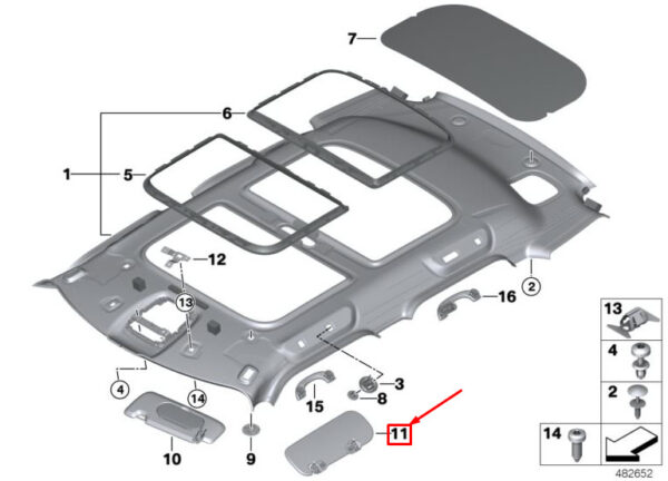 51167389294 - NEW MINI COUNTRYMAN F60 LEFT SUN SUN VISOR 51167389294 7389294 ORIGINAL