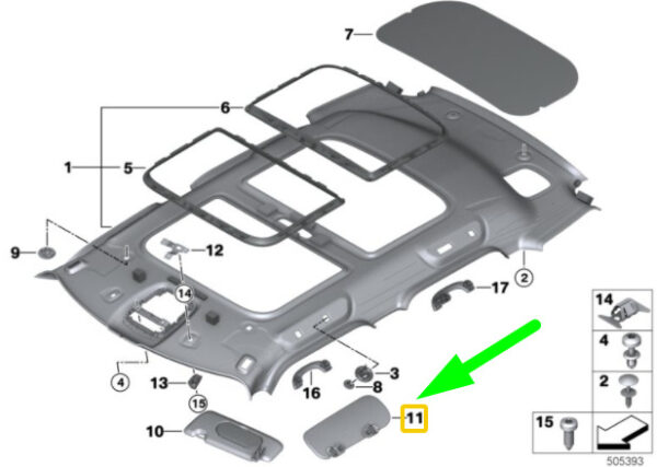 51167389296 - MINI COUNTRYMAN F60 LEFT SIDE SUN VISOR 51167389296 NEW GENUINE