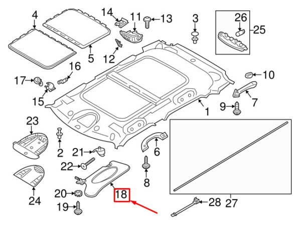 51169812697 - MINI COUNTRYMAN R60 LEFT SIDE SUN VISOR LHD 51169812697 NEW GENUINE