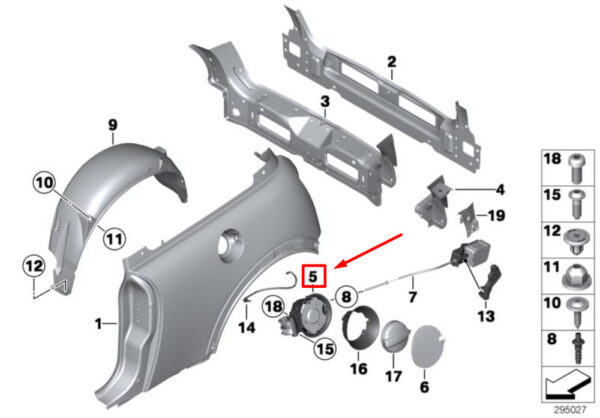 51177033498 - MINI COOPER R50 hinge for rear fuel lid 51177033498 7033498 NEW REAL