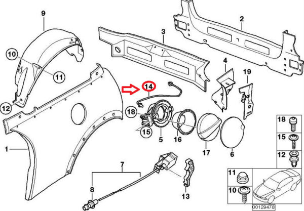 51177074949 - NEW MINI R50 R53 FUEL FILLER CAP CORD STRAP WIRE 51177074949 ORIGINAL