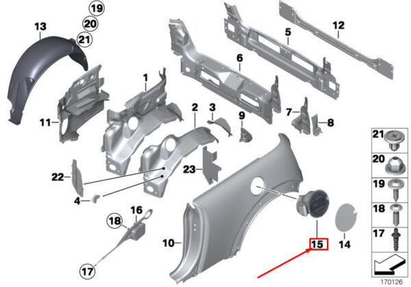 51177118520 - NEW MINI CABRIO R52 FUEL DOOR HINGE 51177118520 7118520 ORIGINAL