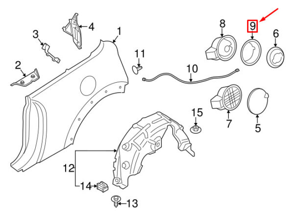 51177451389 - MINI CONVERTIBLE F57 FUEL CAP TRIM RING 51177451389 7451389 NEW GENUINE