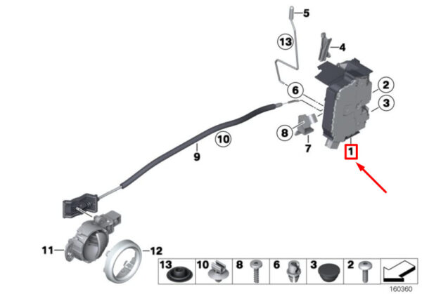 51212752595 - NEW MINI CLUBMAN R55 FRONT LEFT DOOR TRAP LOCK LHD 51212752595