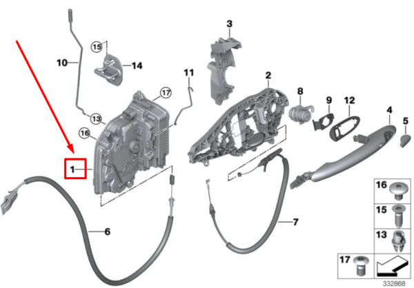 51217281933 - MINI CLUBMAN F54 left door system latch 51217281933 7281933 NEW ORIGINAL