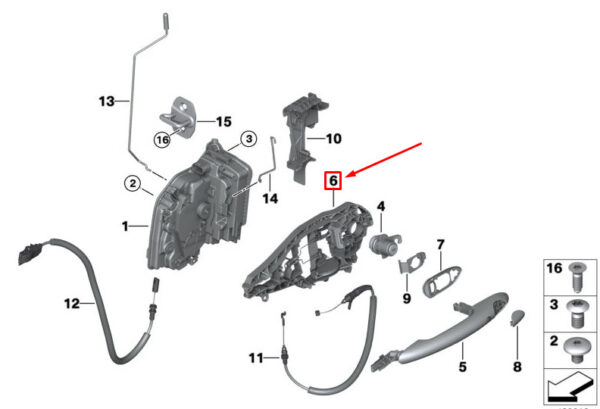51217296458 - MINI COOPER F56 EXTERIOR DOOR HANDLE CARRIER 51217296458 7296458 NEW GENUINE